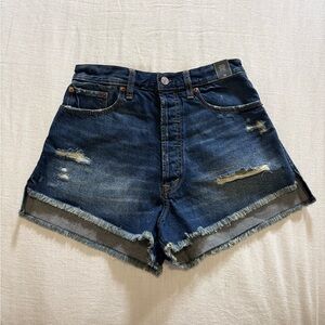 Abercrombie & Fitch Dark Blue High Rise Denim Shorts
